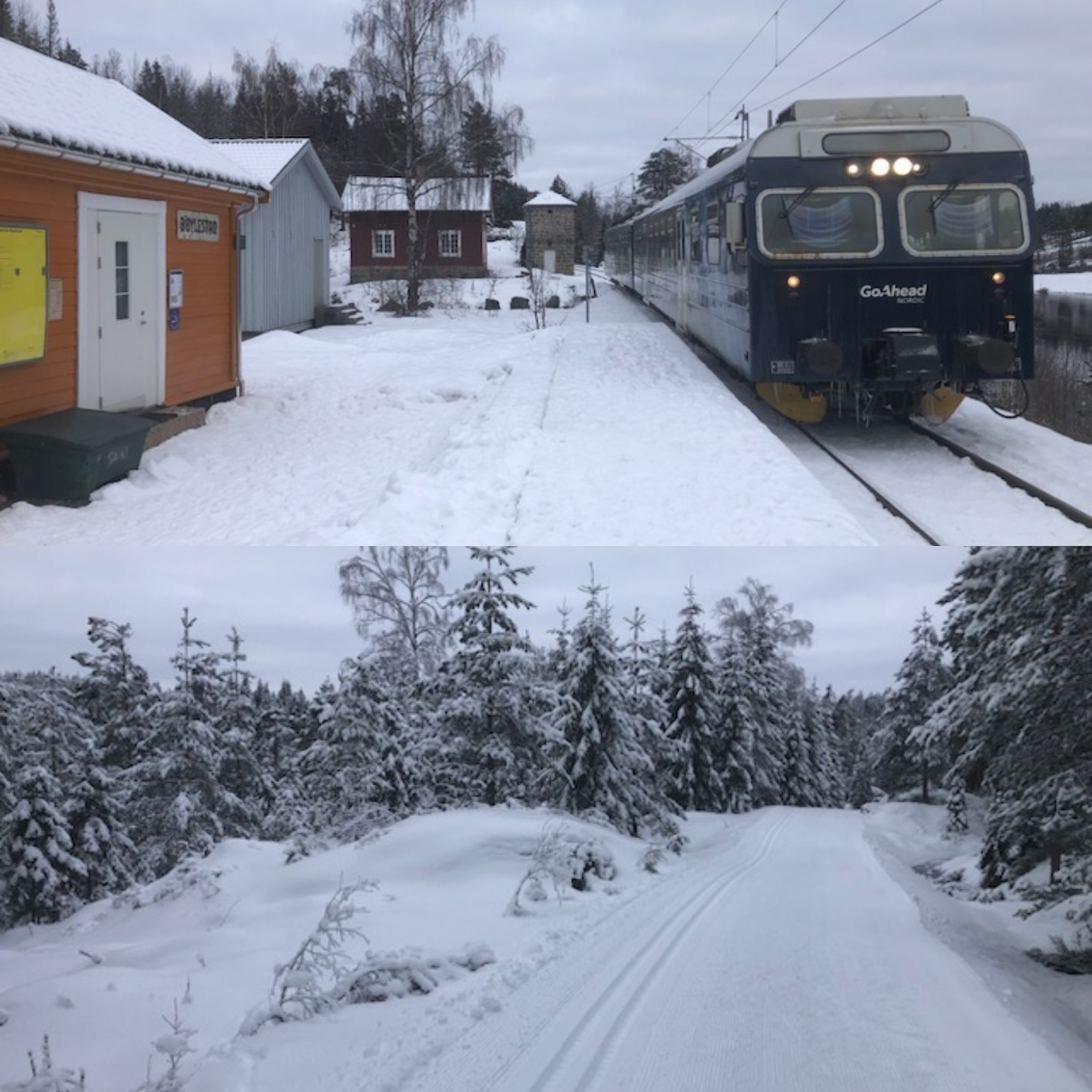 Ta toget til Bøylestad og gå på ski. Se Skisporet.no