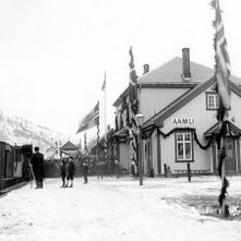 Åmli stasjon ved åpningen i 1910