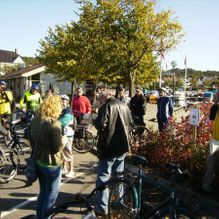 Sykkelturen startet i Grimstad ved den gamle stasjonen
