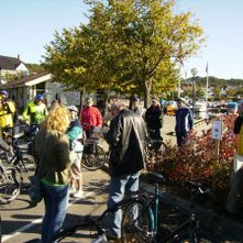 Sykkelturen startet i Grimstad ved den gamle stasjonen